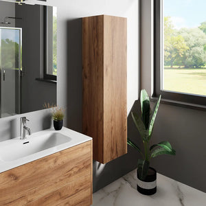 Colonna bagno sospesa 140cm rovere gransasso con anta reversibile | Galdor