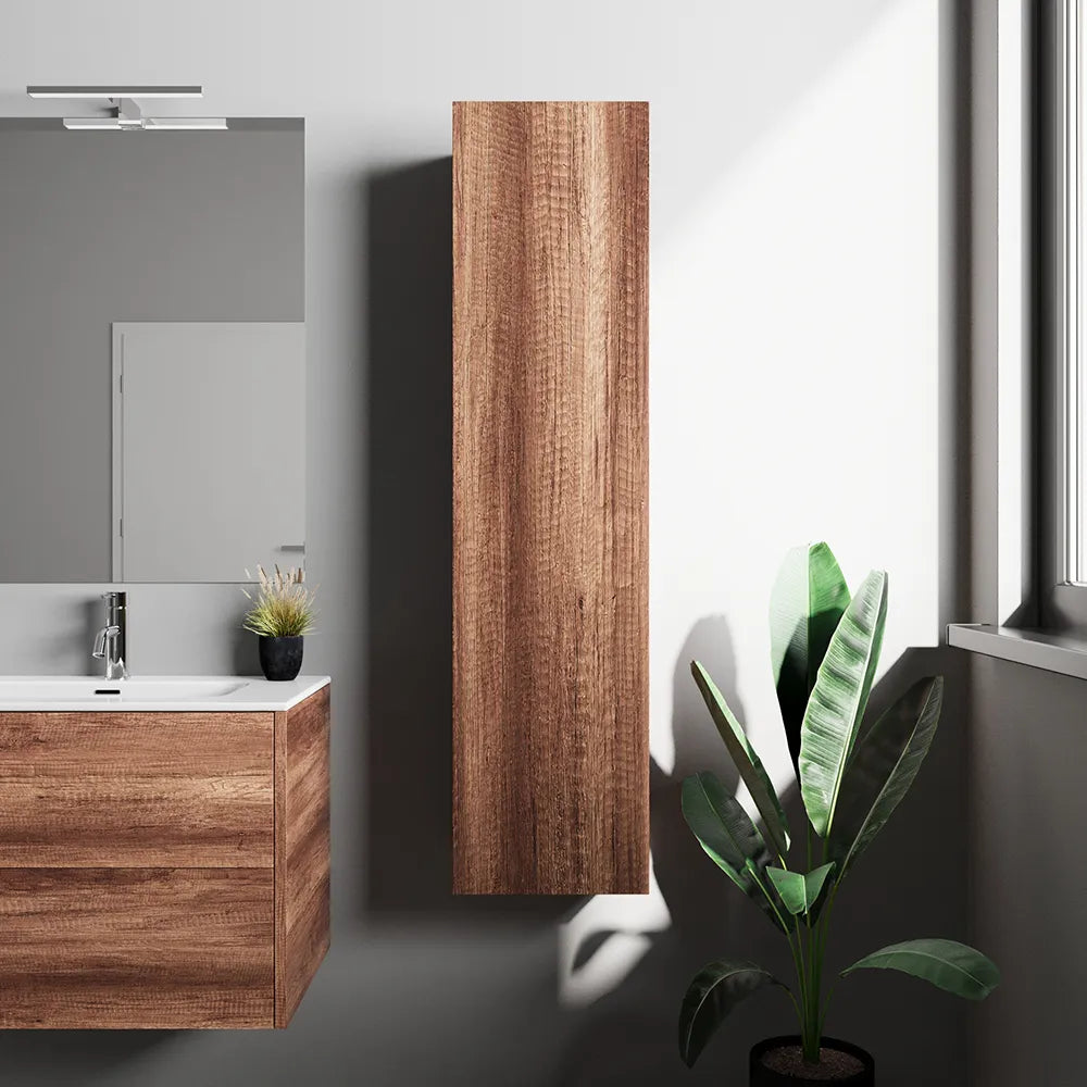Colonna bagno sospesa 140cm rovere barok con anta reversibile | Galdor
