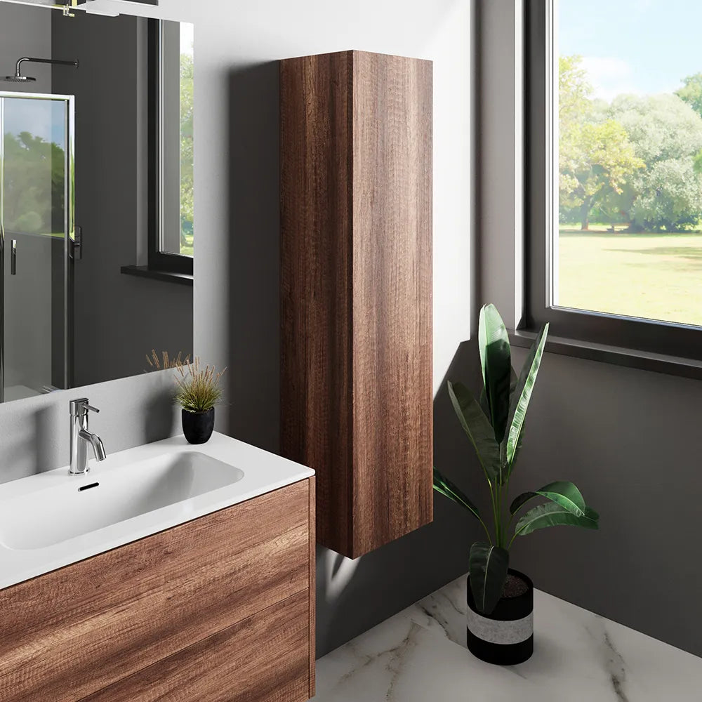 Colonna bagno sospesa 140cm rovere barok con anta reversibile | Galdor