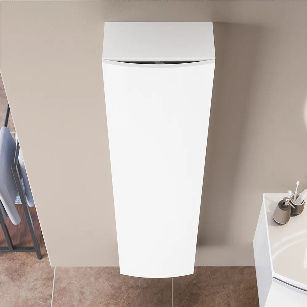 Colonna sospesa 136 cm bianco lucido con un'anta, frontale curvo | Lula