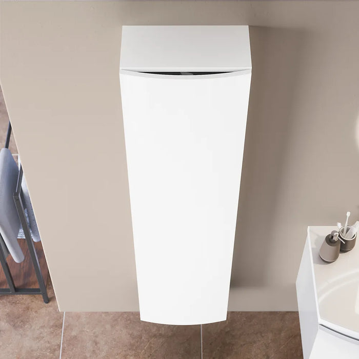 Colonna sospesa 136 cm bianco lucido con un'anta, frontale curvo | Lula