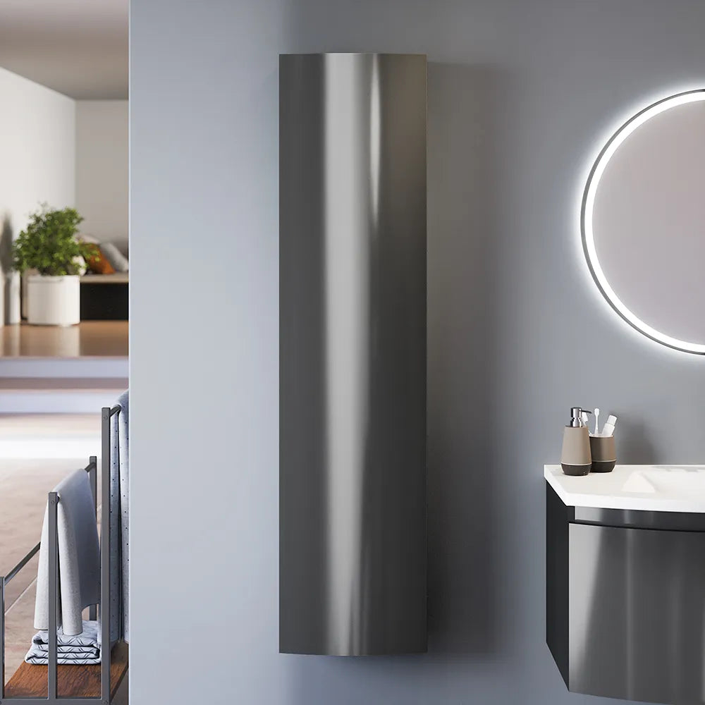 Colonna sospesa 136 cm grigio lucido con un'anta, frontale curvo | Lula