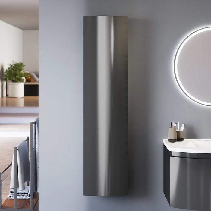 Colonna sospesa 136 cm grigio lucido con un'anta, frontale curvo | Lula