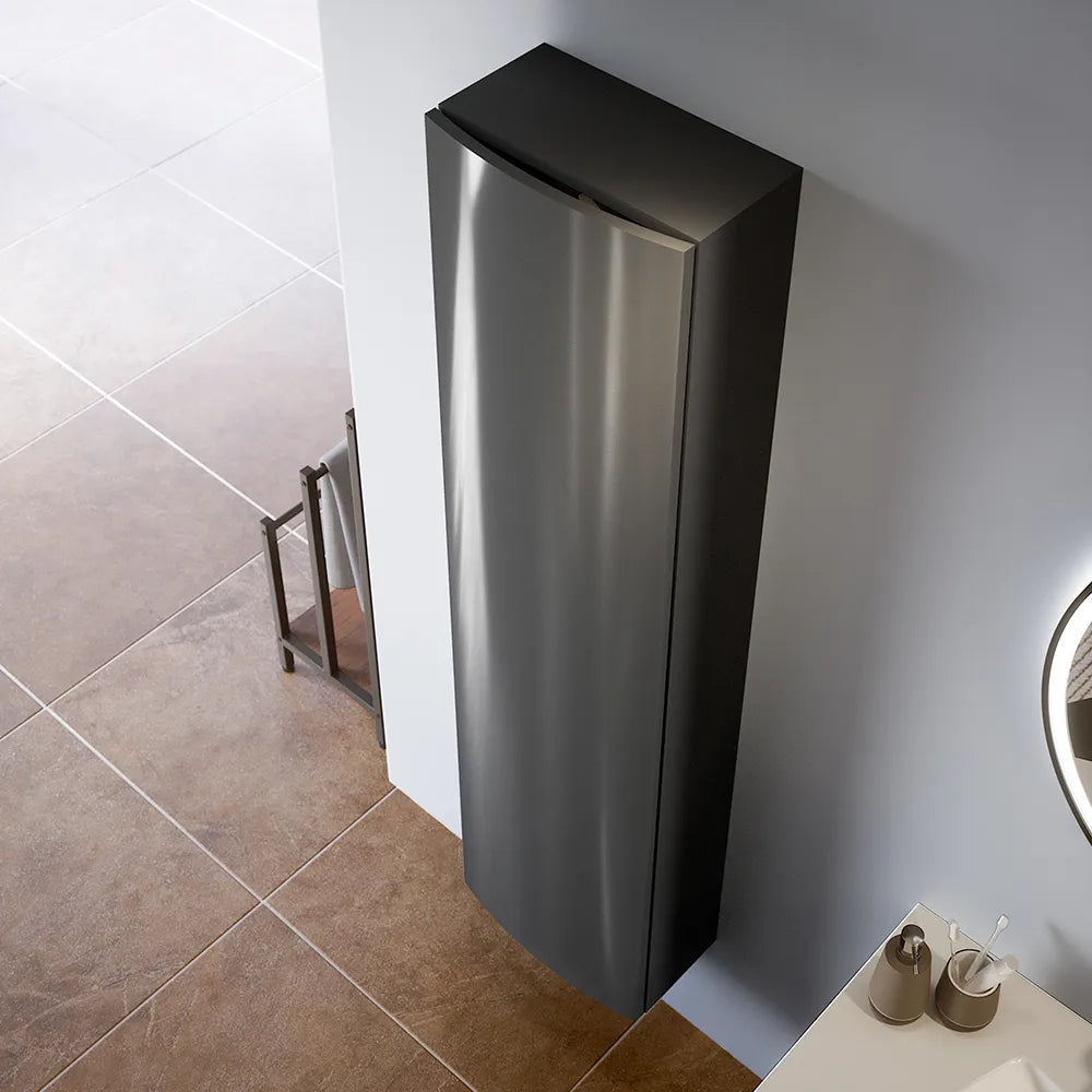 Colonna sospesa 136 cm grigio lucido con un'anta, frontale curvo | Lula