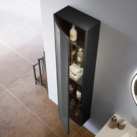 Colonna sospesa 136 cm grigio lucido con un'anta, frontale curvo | Lula