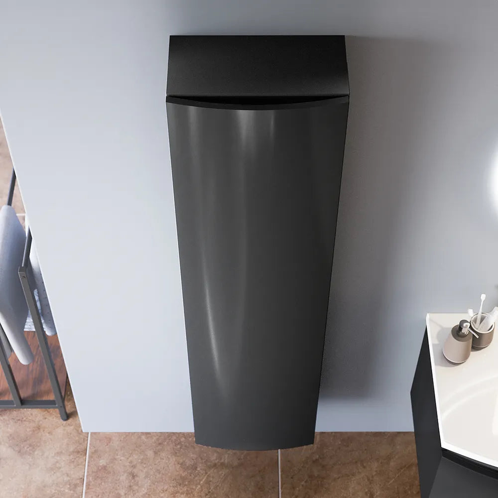 Colonna sospesa 136 cm grigio lucido con un'anta, frontale curvo | Lula