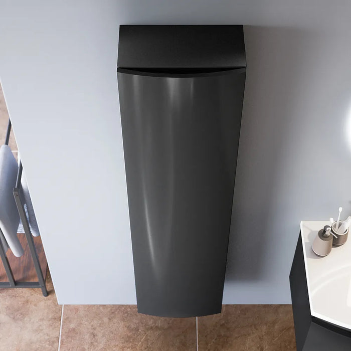 Colonna sospesa 136 cm grigio lucido con un'anta, frontale curvo | Lula