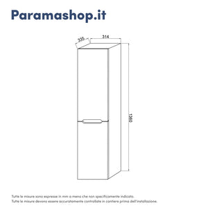 Colonna sospesa 136cm bianco lucido con due ante | Valdivia