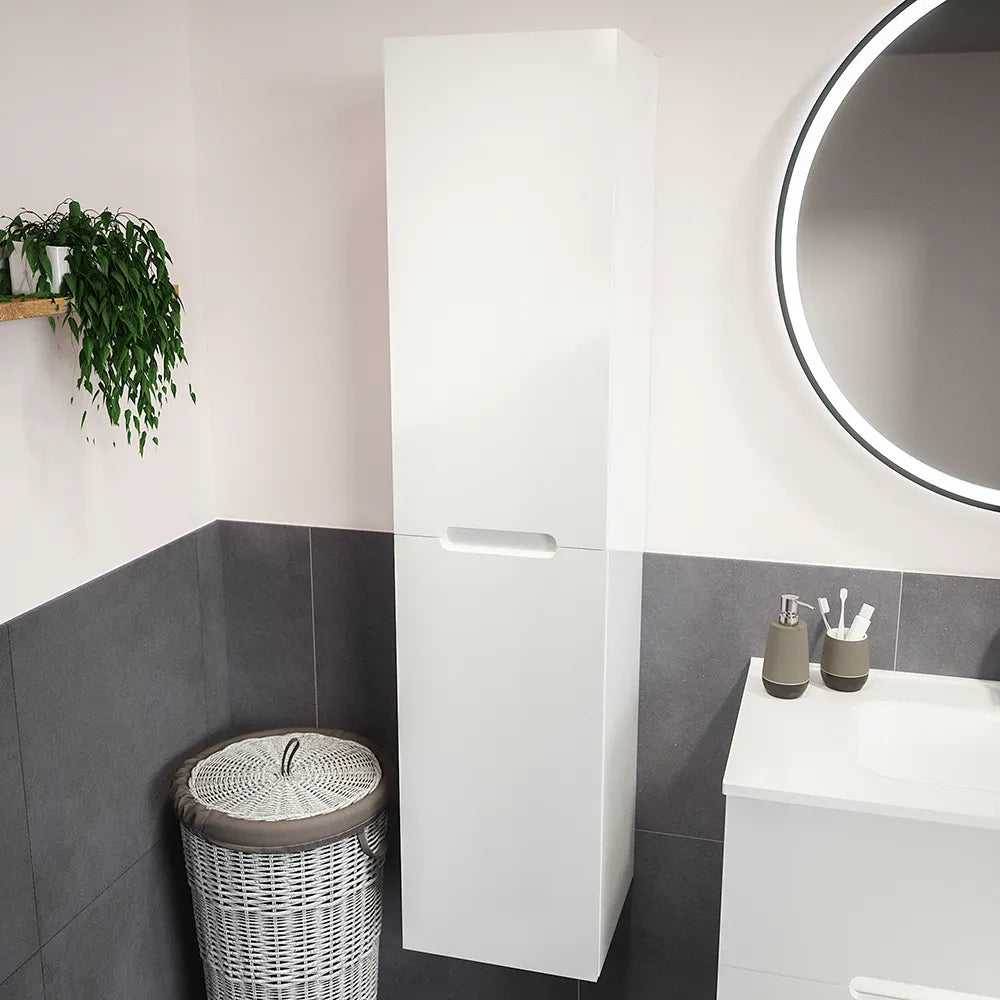 Colonna sospesa 136cm bianco lucido con due ante | Valdivia