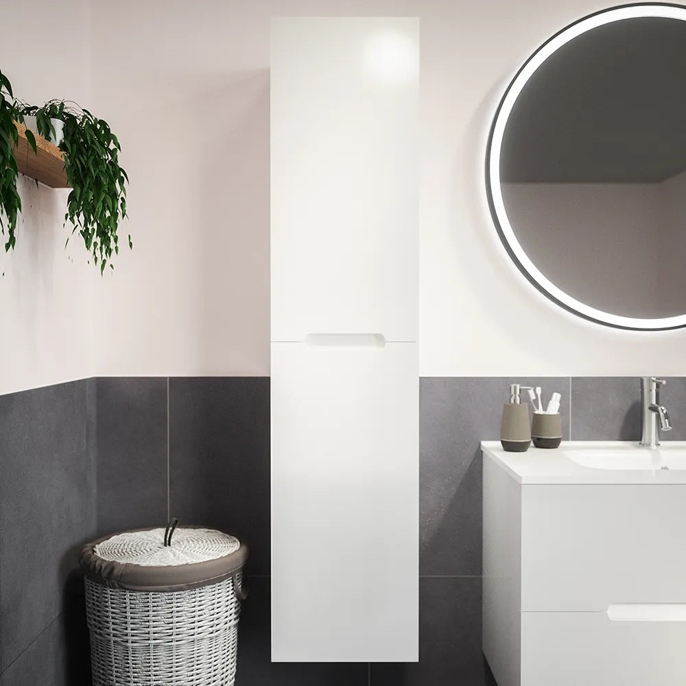 Colonna sospesa 136cm bianco lucido con due ante | Valdivia