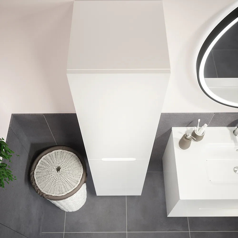 Colonna sospesa 136cm bianco lucido con due ante | Valdivia