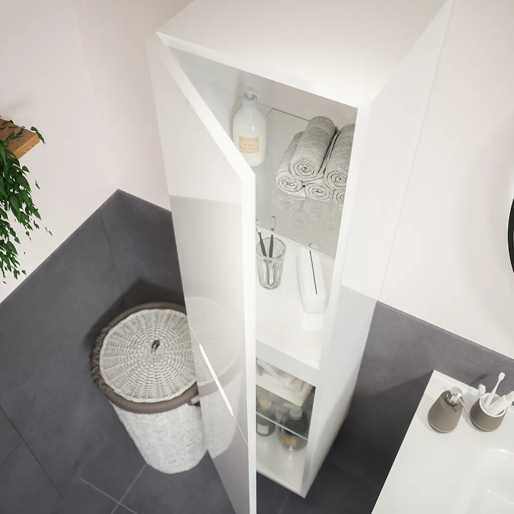 Colonna sospesa 136cm bianco lucido con due ante | Valdivia