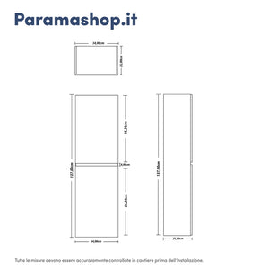 Colonna bagno sospesa altezza 137 cm due ante effetto cemento chiaro reversibile | Yili