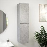 Colonna bagno sospesa altezza 137 cm due ante effetto cemento chiaro reversibile | Yili