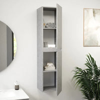 Colonna bagno sospesa altezza 137 cm due ante effetto cemento chiaro reversibile | Yili