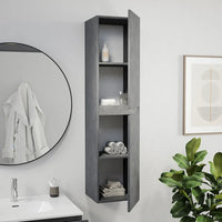 Colonna bagno sospesa altezza 137 cm due ante effetto cemento scuro reversibile | Yili