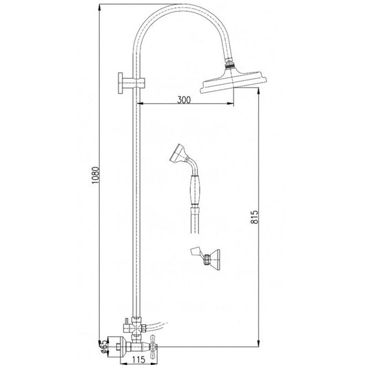 Colonna doccia BRILLANCE con maniglia in cristallo con doccetta H 108 cm