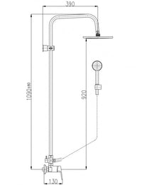Colonna doccia COLORADO con testa in ottone nero H. 117 cm