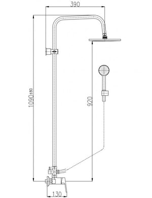 Colonna doccia COLORADO con testa in ottone nero H. 117 cm