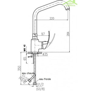 Colonna doccia COLORADO con soffione in ottone nero H. 116 cm
