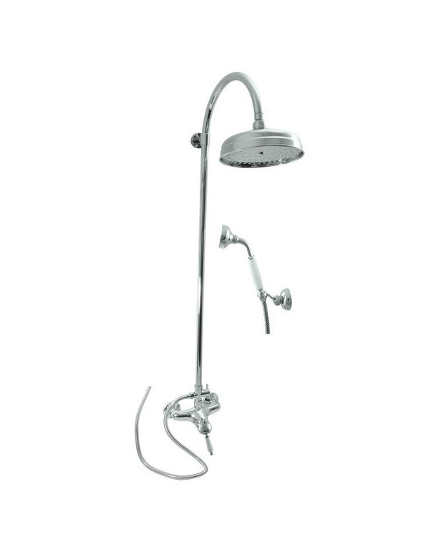 Colonna doccia LABE con doccetta in ottone cromato e maniglia in ceramica H.111cm