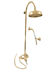 Colonna doccia LABE in ottone oro e maniglia in ceramica H.111cm