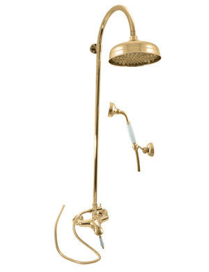 Colonna doccia LABE in ottone oro e maniglia in ceramica H.111cm