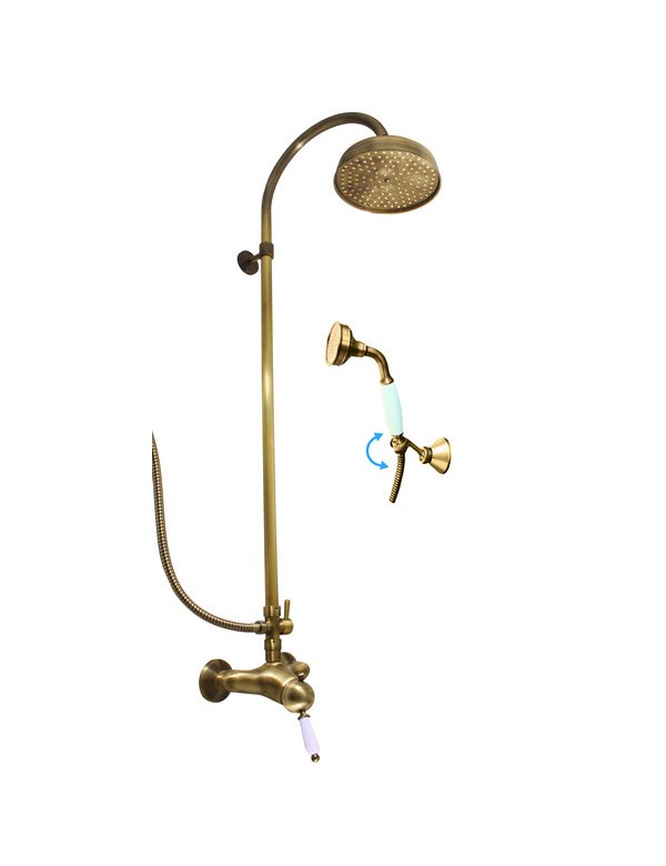LABE colonna doccia in ottone e maniglia in ceramica H.111cm