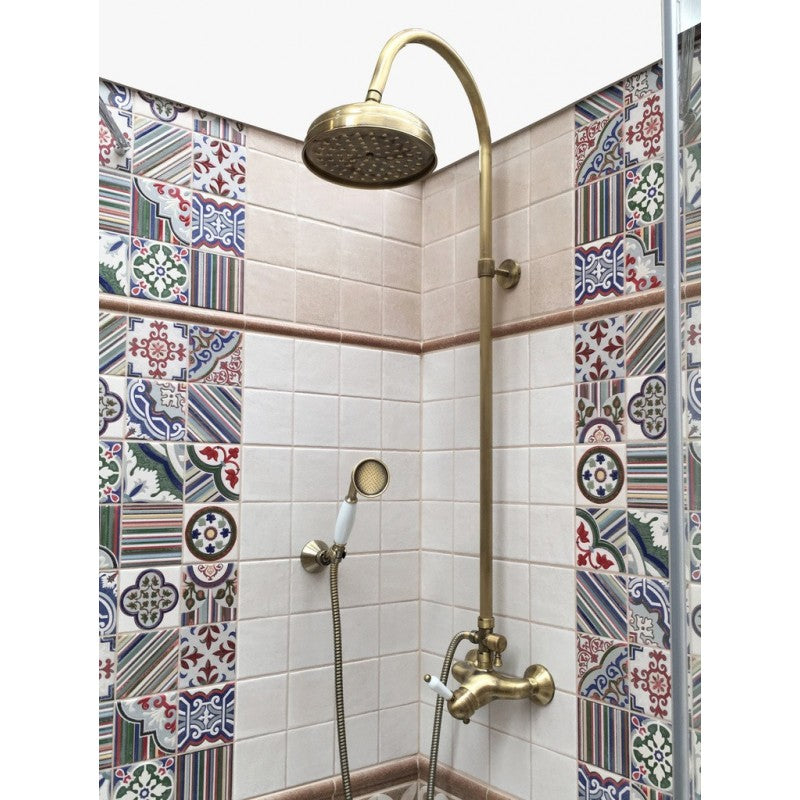 LABE colonna doccia in ottone e maniglia in ceramica H.111cm