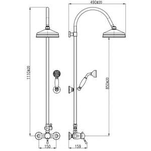 LABE colonna doccia con doccetta in ottone H.111cm