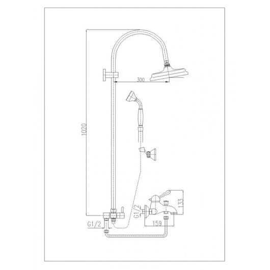 LABE colonna doccia con doccetta H.102 cm maniglia in ceramica