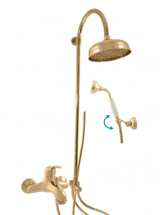 Colonna doccia LABE con doccetta in ottone dorato H.102 cm