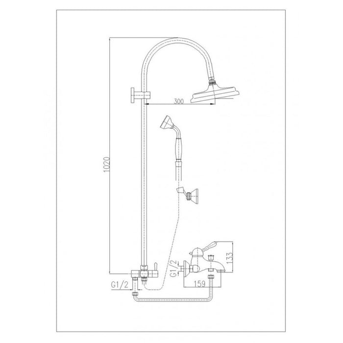 Colonna doccia LABE con doccetta in ottone dorato H.102 cm