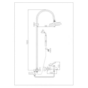 LABE colonna doccia con doccetta in ottone cromato H.102 cm