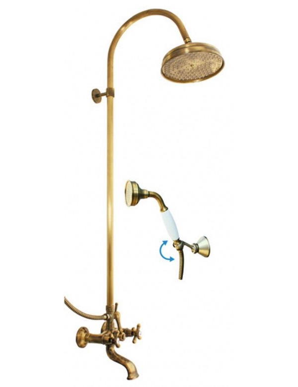 Colonna doccia MORAVA in ottone bronzo con doccetta 108 cm