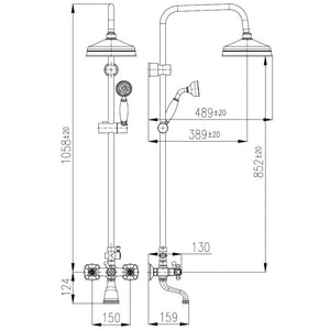 Colonna doccia MORAVA in ottone cromato con doccetta 108 cm