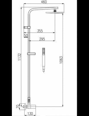 LOIRA colonna doccia a parete 113 cm ottone cromato