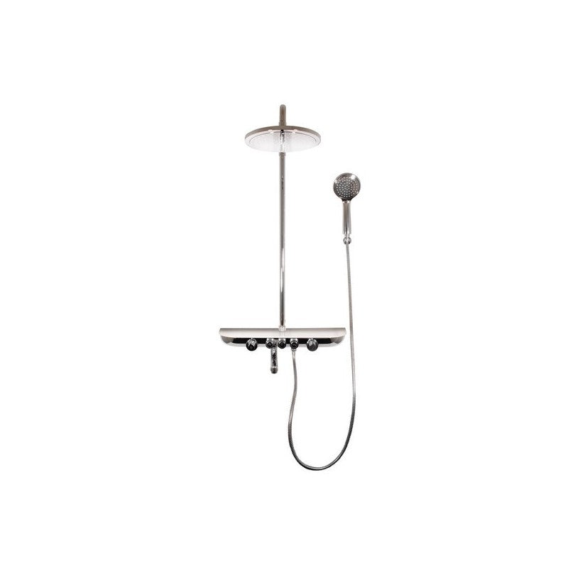 Colonna doccia a parete MURRAY con mensola 170 cm, in vetro bianco LACOBEL®