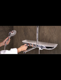 Colonna doccia a parete MURRAY con mensola 170 cm, in solid surface bianco