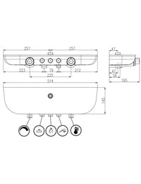 Colonna doccia a parete MURRAY con mensola 170 cm, in vetro nero LACOBEL®