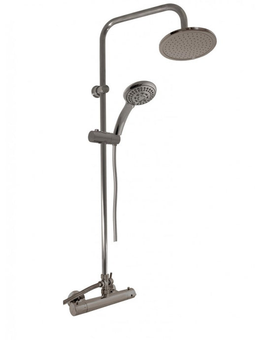 Colonna doccia a parete termostatico ottone grigio metallo spazzolato H. 109 cm