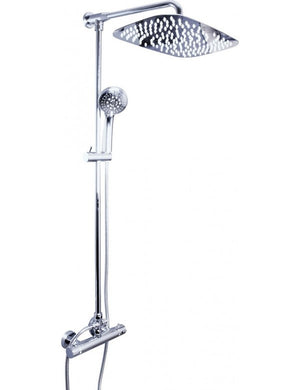 Colonna doccia termostatica a parete in ottone cromato con doccetta H. 111 cm