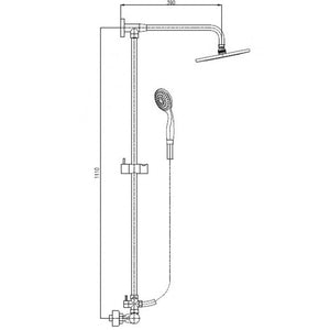 Colonna doccia termostatica a parete in ottone cromato con doccetta H. 111 cm