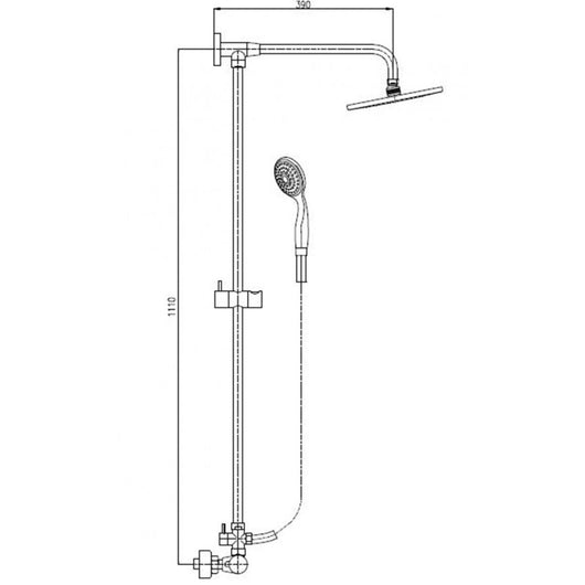 Colonna doccia termostatica a parete in ottone cromato con doccetta H. 111 cm
