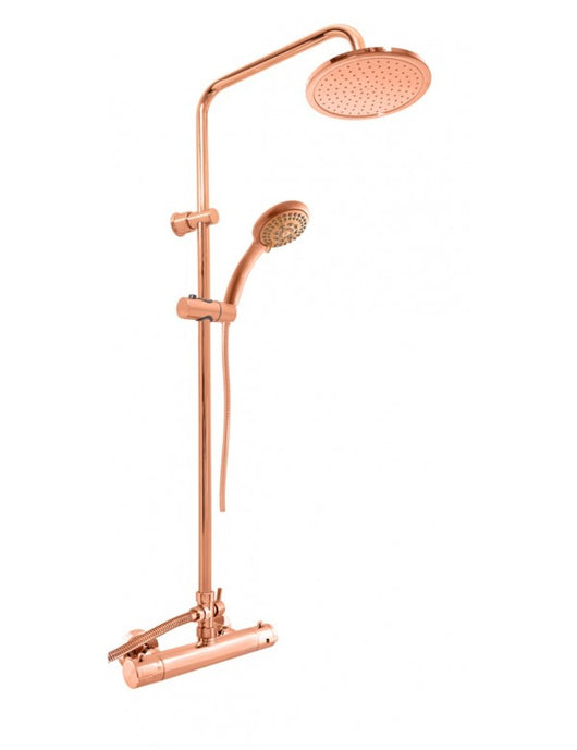 Colonna doccia termostatica a parete ottone oro rosa spazzolato H. 109 cm