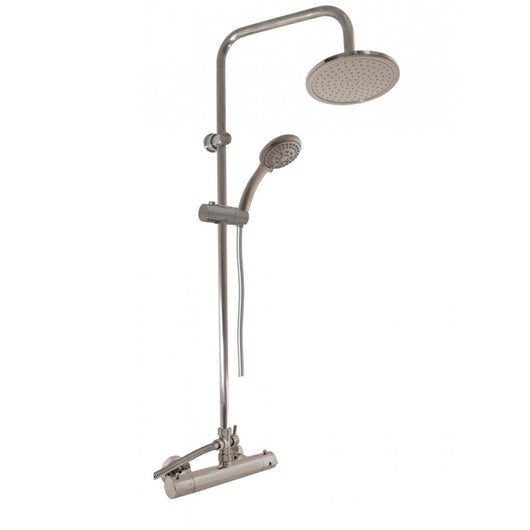 Colonna doccia a parete termostatico ottone grigio metallo lucido H. 109 cm