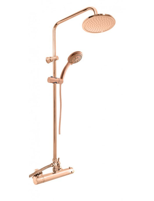 Colonna doccia a parete termostatica ottone oro rosa lucido H. 109 cm