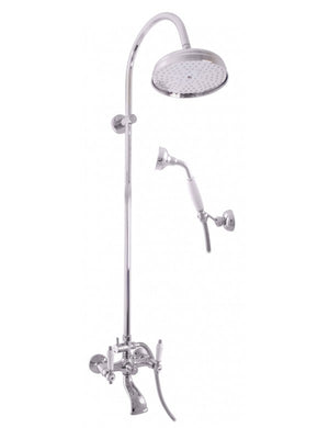 Colonna doccia retrò MORAVA in ottone cromato con doccetta H 150cm