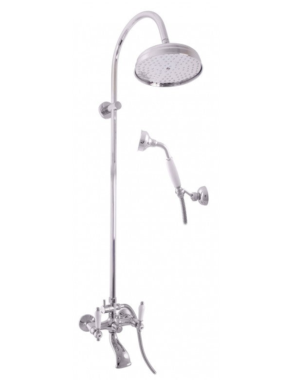 Colonna doccia retrò MORAVA in ottone cromato con doccetta H 150cm