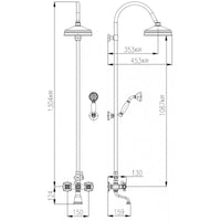 Colonna doccia retrò MORAVA in ottone cromato con doccetta H 150cm